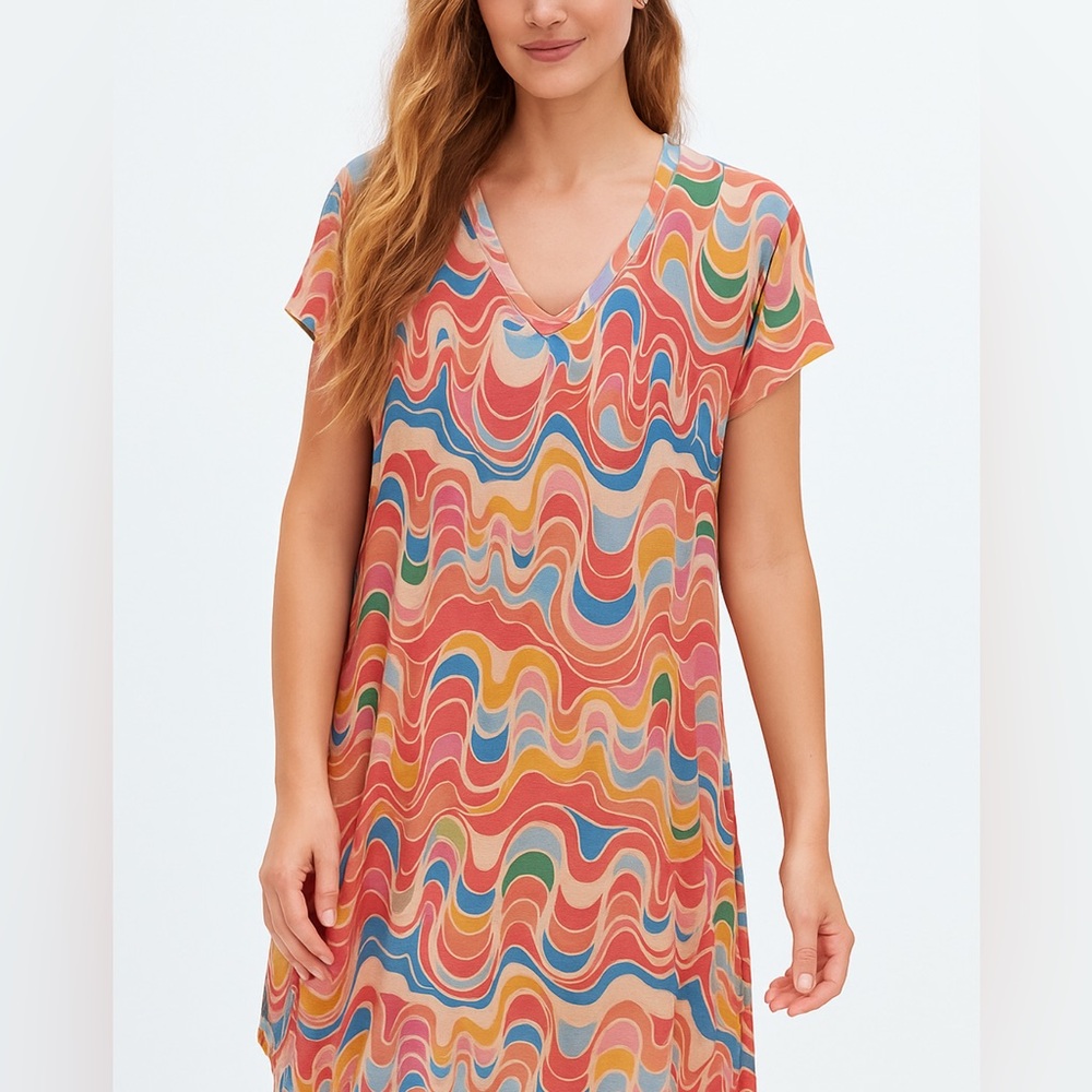 NWOT Colorful Swirl Pattern Maxi Dress